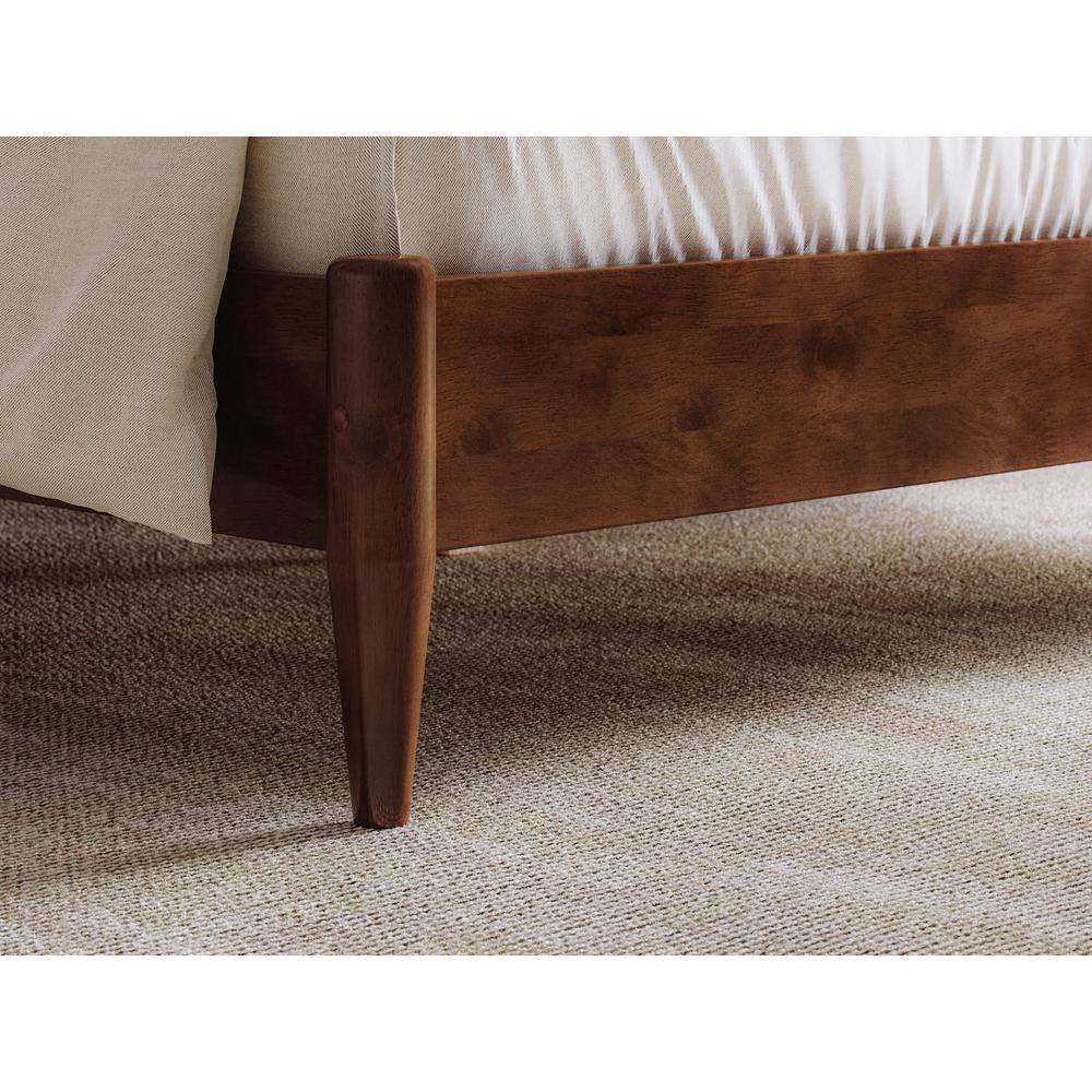 Walnut Full Solid Wood Platform Bed with Chevron Headboard