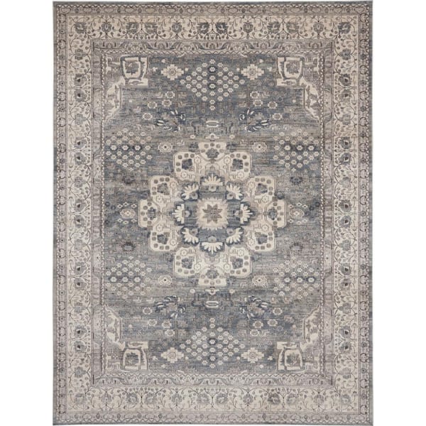 Nourison Concerto Grey/Ivory 9 ft. x 12 ft. Persian Vintage Area Rug