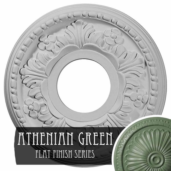 Ekena Millwork 7/8" x 11-7/8" x 11-7/8" Polyurethane Helene Ceiling, Hand-Painted Athenian Green