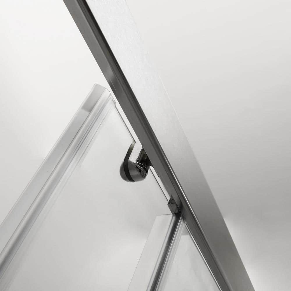 60" x 72" Clear Glass Sliding Shower Door with Brushed Nickel Frame