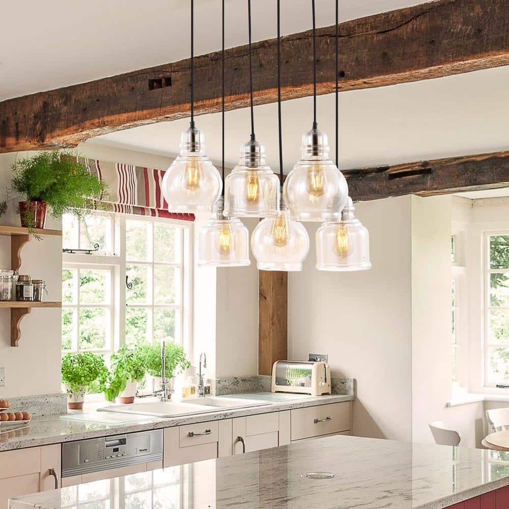 Sydney 18.88" Nickel Glass Bohemian LED Pendant Light