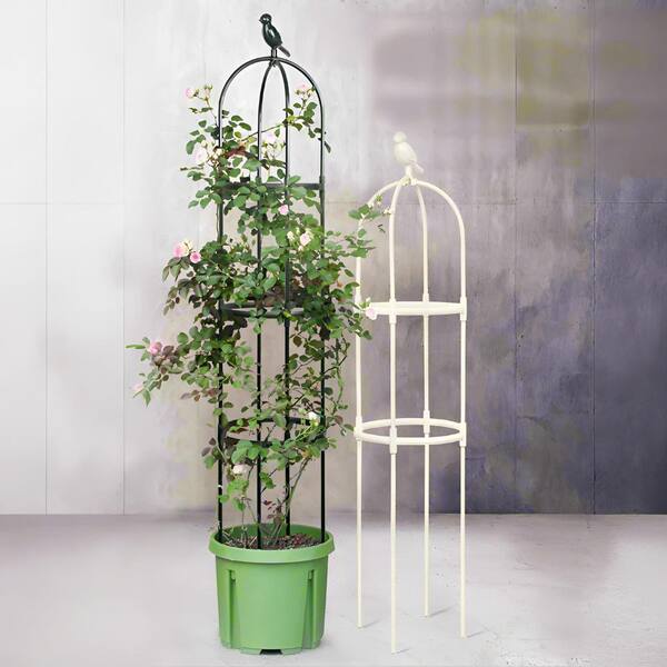 ROMUCHE Garden Trellis For Climbing Plants Outdoor,5.6FT Garden Arch Trellises Potted Plant Rustproof Flower Obelisk Vines Rose Clematis Tower 1 Pack