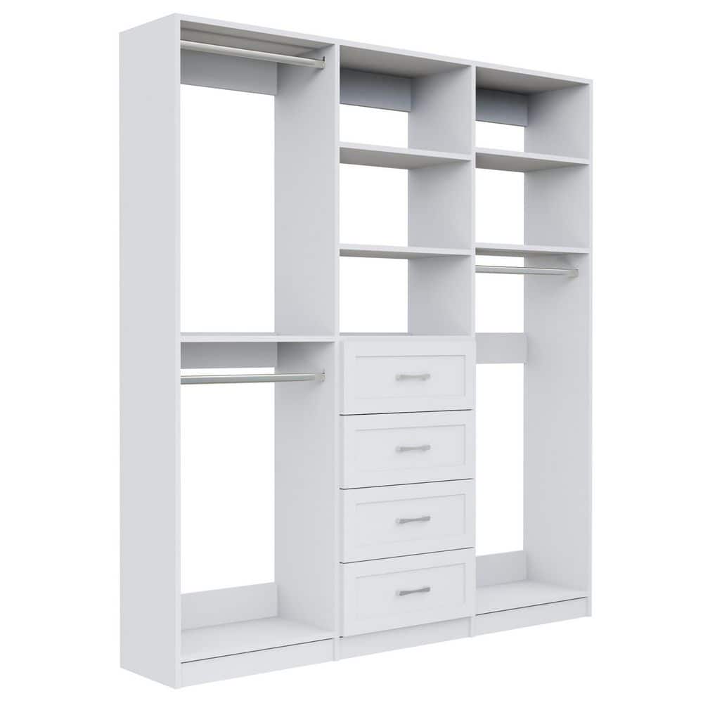 Alto Collection 73.5 in W White Wall Mounted Shaker Double Hang, 4-Drawer and Medium Hang Wood Closet System price history on PriceWatchPro