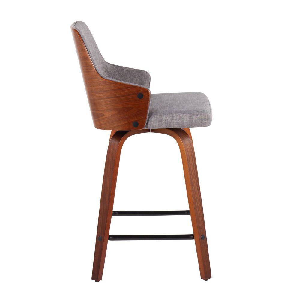 Stella Walnut and Gray Swivel Counter Stools, Set of 2
