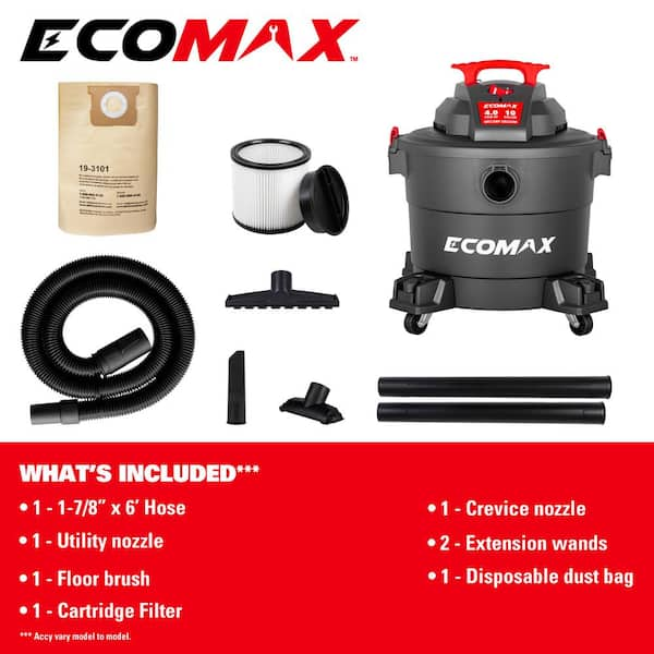 ECOMAX 10 Gal. Poly Wet/Dry Vac EM18191P - The Home Depot