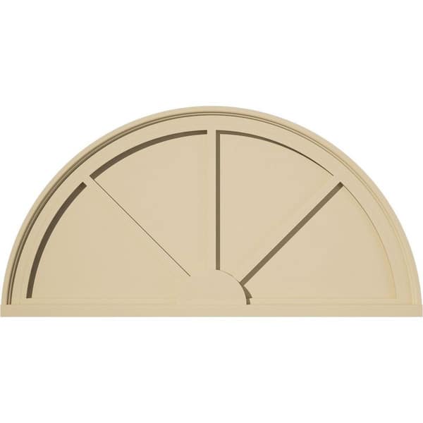 36 in. W x 18 in. H x 2 in. P Half Round 3 Spoke Signature Urethane Pediment, Primed Tan
