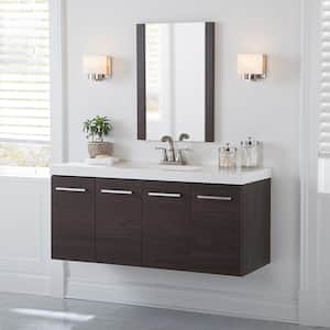 Stella 49 in. W x 19 in. D x 22 in. H Single Sink Floating Bath Vanity in Elm Ember with White Cultured Marble Top