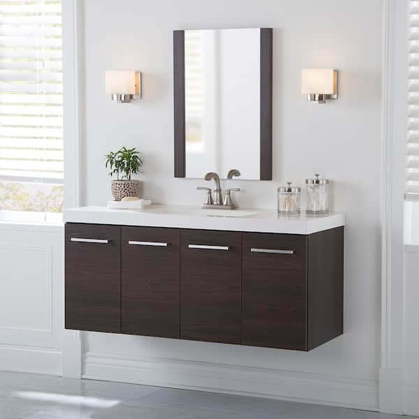 Domani Stella 49 in. W x 19 in. D x 22 in. H Single Sink Floating Bath Vanity in Elm Ember with White Cultured Marble Top