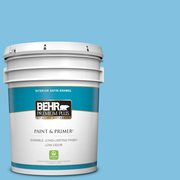 BEHR PREMIUM PLUS 5 gal. #540B-4 Horizon Haze Satin Enamel Low Odor Interior Paint & Primer