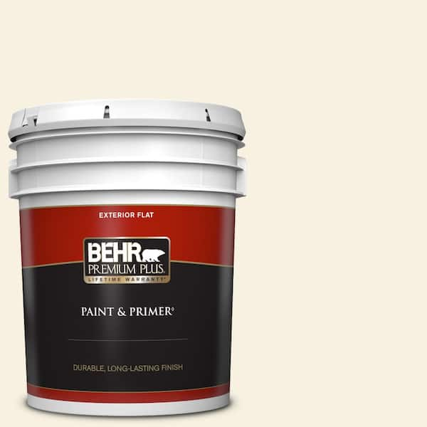 BEHR PREMIUM PLUS 5 gal. #GR-W14 Coconut Twist Flat Exterior Paint & Primer