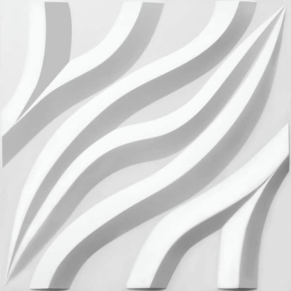 Dundee Deco Falkirk Ross 2/25 in. x 19.7 in. x 19.7 in. White PVC Waves 3D Decorative Wall Panel