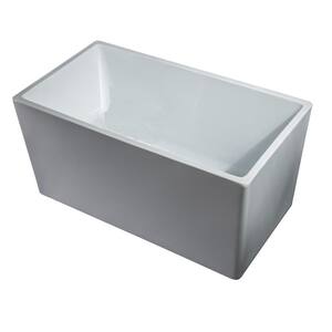 Contemporary Design 47 in. Acrylic Flatbottom Soaking Tub Freestanding Bathtub in White