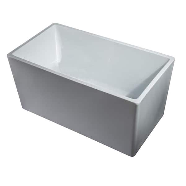Satico Contemporary Design 47 in. Acrylic Flatbottom Soaking Tub Freestanding Bathtub in White