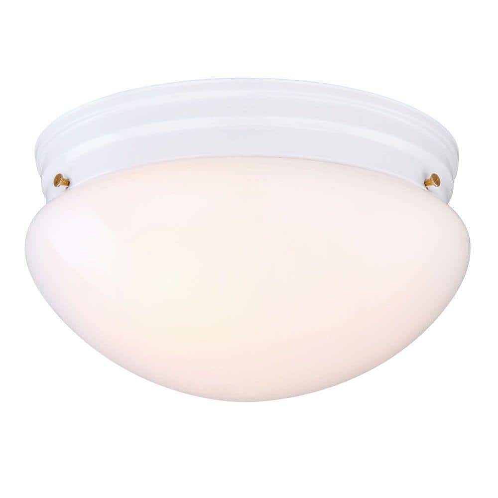 Hampton Bay 9 in. 2-Light White Mushroom Flush Mount