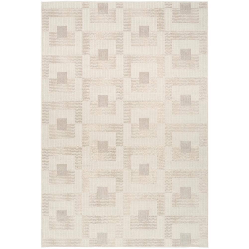 Nordic Beige Geometric Synthetic 5' x 7' Area Rug