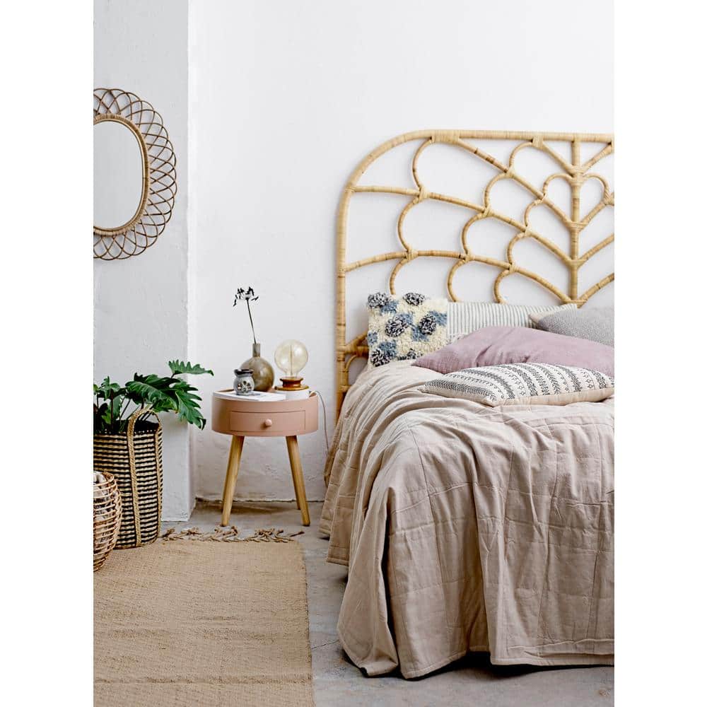 Natural Bamboo Oval Full-Length Wall Mirror