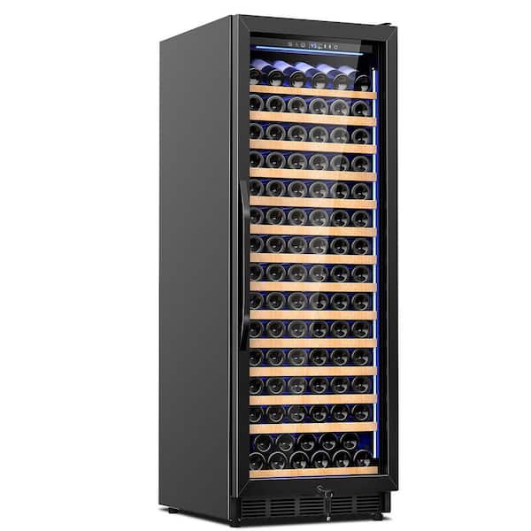 23.54 in. Single Zone Cellar Cooling 154-Bottles Wine Cooler with Removable Shelves and Safety Lock in Black