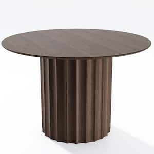 Round Walnut Wood 46 in. Column Base Dining Table Seats 4