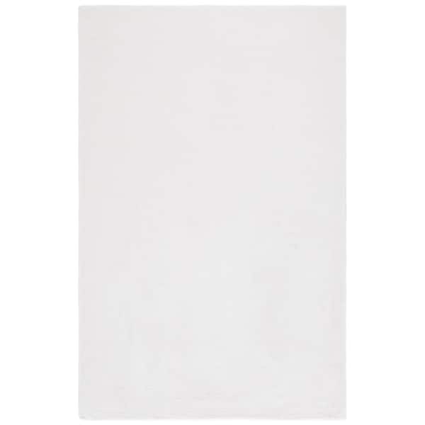Faux Fur Ivory 5 ft. x 8 ft. Machine Washable Solid Area Rug
