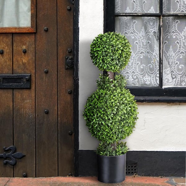 Regency International American Double Ball Topiary 32 in. Green Artificial Boxwood in Pot