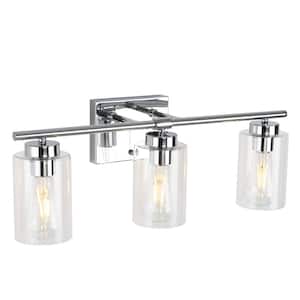 Hooversville 22.83 in. 3-Light Chrome Vanity Light with Clear Glass Shade