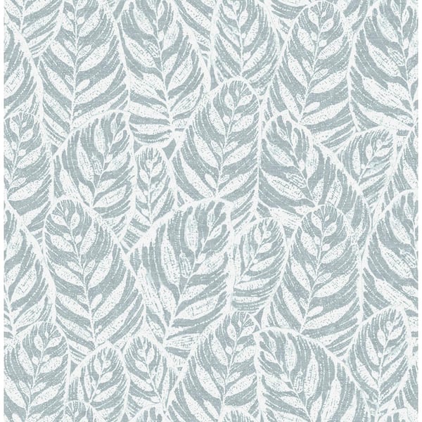 SCOTT LIVING Del Mar Light Blue Botanical Light Blue Wallpaper Sample