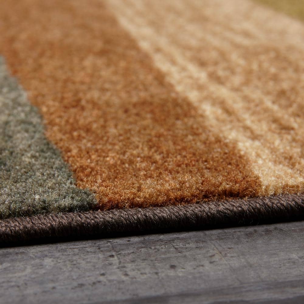 Mayan Sunset Red and Brown Striped Rectangular Rug