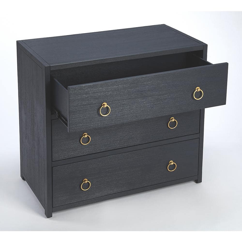 Elin Glam White 3-Drawer Dresser with Gold Metallic Hardware