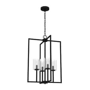 Kerrison 4-Light Natural Iron Island Pendant Light with Seeded Glass Shades
