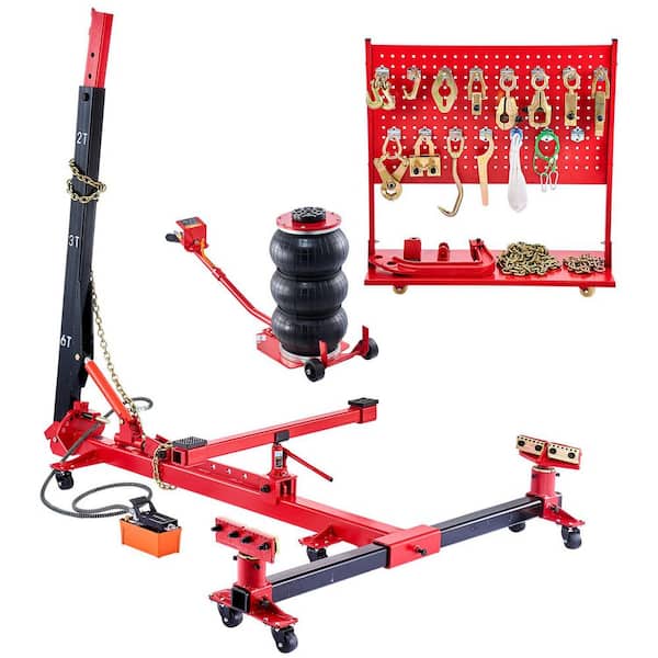 Auto Body Frame Puller Straightener 6T Tension Car Body Repair Equipment, 3T Airbag Jack and 6000PSI Hydraulic Foot Pump