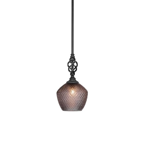 Unbranded Bridgewater 100 W 1-Light Matte Black Standard Mini Pendant Light with Glass Shade