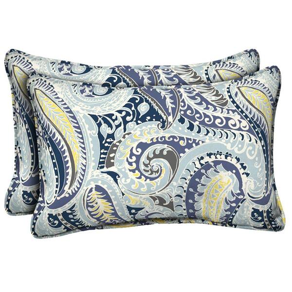 Hampton Bay Stella Paisley Outdoor Lumbar Pillow (2-Pack)-DISCONTINUED