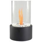 10.5 in. Bio Ethanol Round Portable Tabletop Fireplace with Black Base