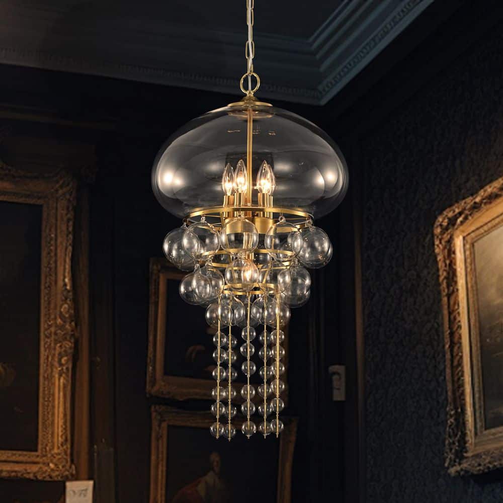 Neuvy 6-Light 16.9 in.W Brass Mid-Century Modern Jellyfish Chandelier with Clear Glass Shades for Living Room Kitchen price history on PriceWatchPro