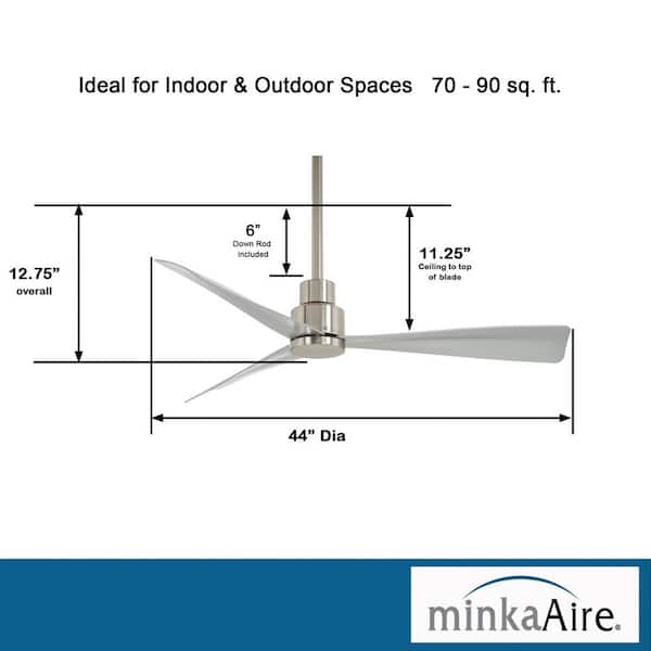 MINKA-AIRE Simple 44 in. Indoor/Outdoor Brushed Nickel Wet