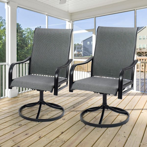 Outdoor Chairs Set of 2-Patio Swivel Chair Chair-Comfortable Lawn Chairs for Relaxing-(Gray)