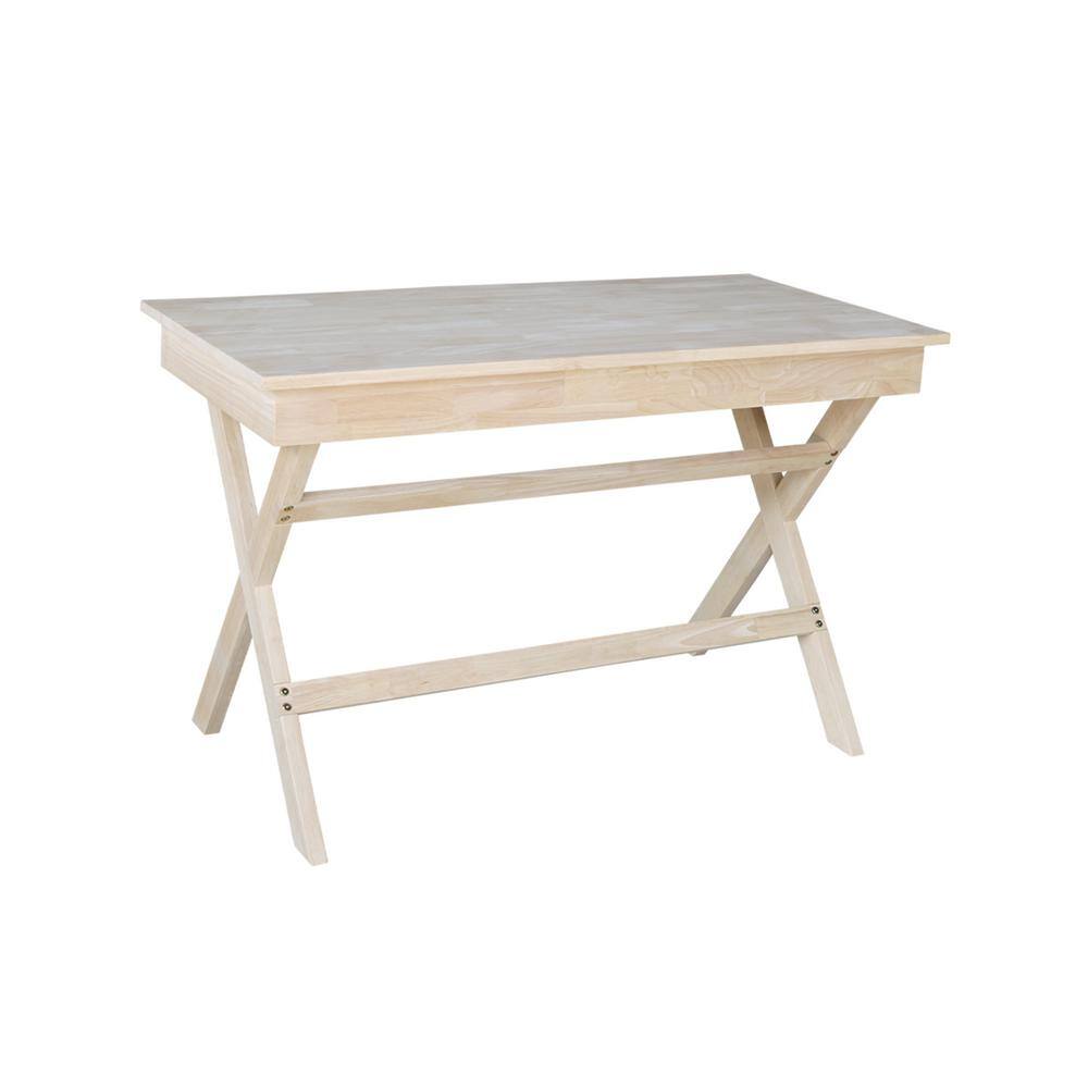 Unfinished Parawood Cross Leg Desk with Drawer