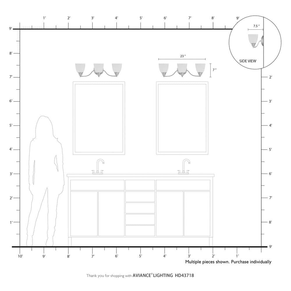Somerville Brushed Nickel 3-Light Vanity with Satin Opal Glass