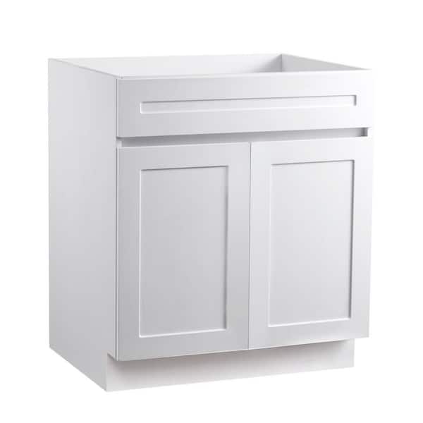 VEVOR White Shaker Base Cabinet 30 in. Unassembled Sink Base Cabinet 30 in. W x 24 in. D x 34.5 in. H Ready Assemble Cabinet
