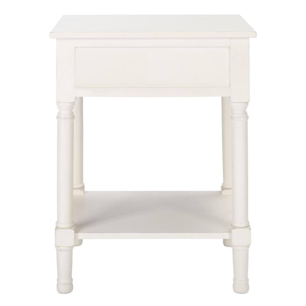 Allura Distressed White Wood 1-Drawer Accent Table