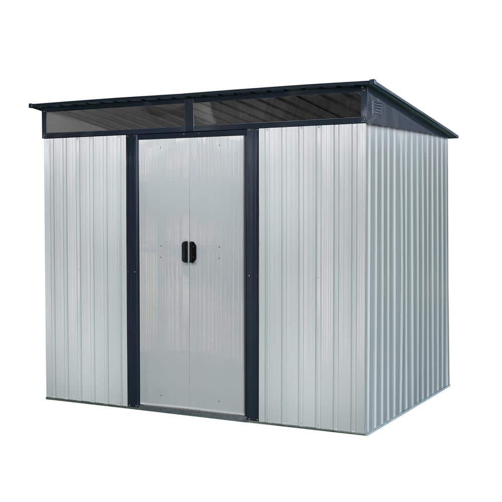 8 ft. W x 6 ft. D Outdoor Metal Storage shed with Transparent plate for Gar