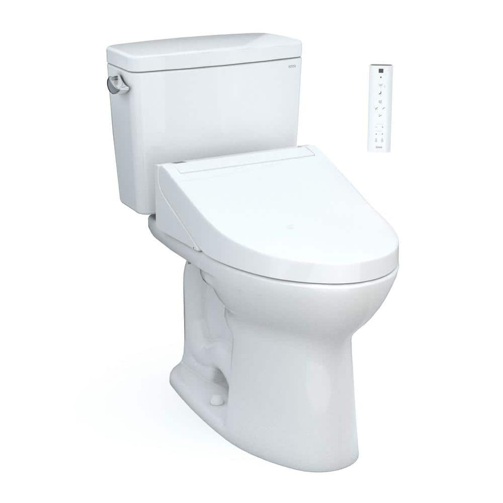 TOTO Drake 12 in. Rough In Two-Piece 1.6 GPF Single Flush Elongated Toilet in Cotton White, C5 Washlet Seat Included