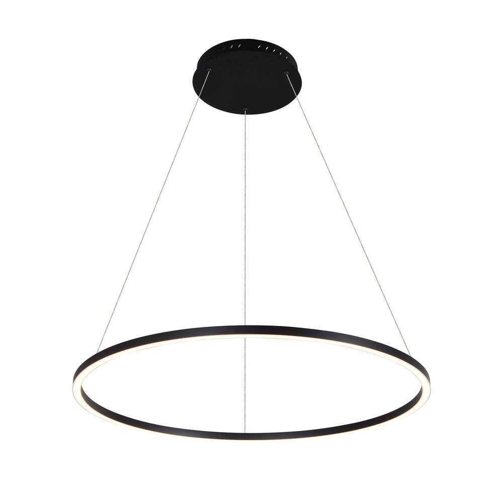 Tania 39" Sleek Black Integrated LED Adjustable Drum Chandelier