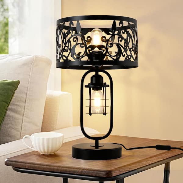 Genoci 11.81 in. 2 Light Black Modern Standard Table Lamp with