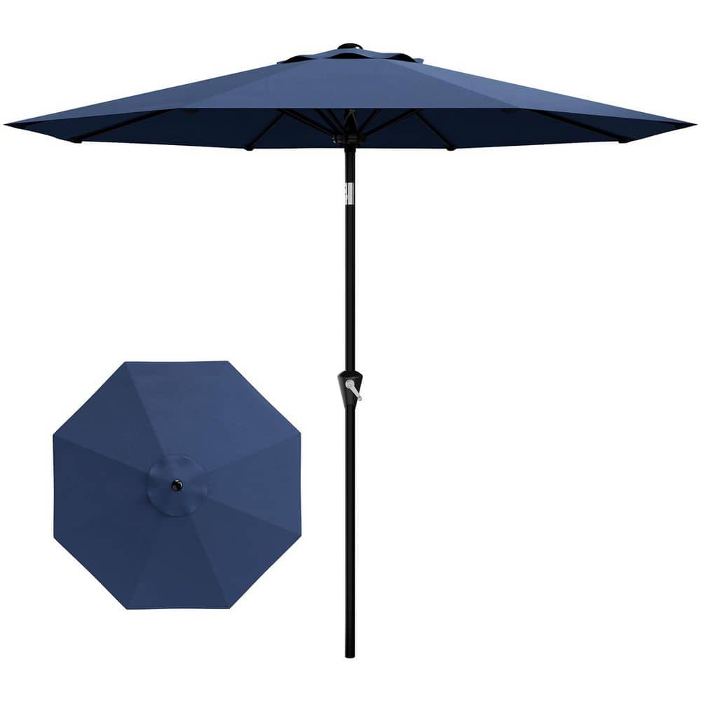 10 ft. Patio Umbrella, 8-Rib Round Market Table Umbrella with Hand Crank Lift and Push Button Tilt in Navy price history on PriceWatchPro