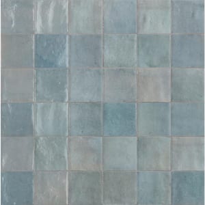 Zellige Cielo 4 in. x 4 in. Glazed Ceramic Wall Sample Tile