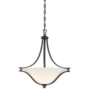 Shadowglan 3-Light Lathan Bronze Bowl Pendant
