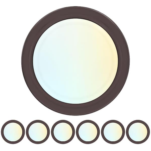 LUXRITE 6 in. LED Disk Lights, Dimmable Flush Mount, 5CCT 2700K - 5000K, 12.5 Watt, 1000LM, Damp Rated Bronze 6 Pack