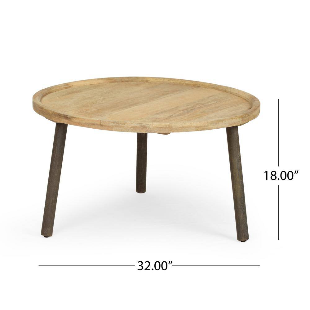 Camry Round Mango Wood Coffee Table with Dark Legs