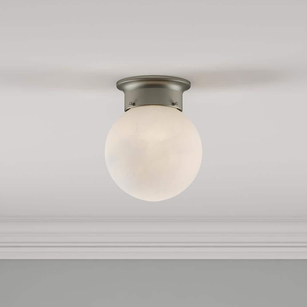 Brushed Nickel Indoor/Outdoor 6" Globe Ceiling Light